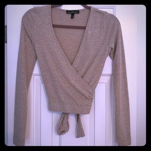 Cropped wrap sweater